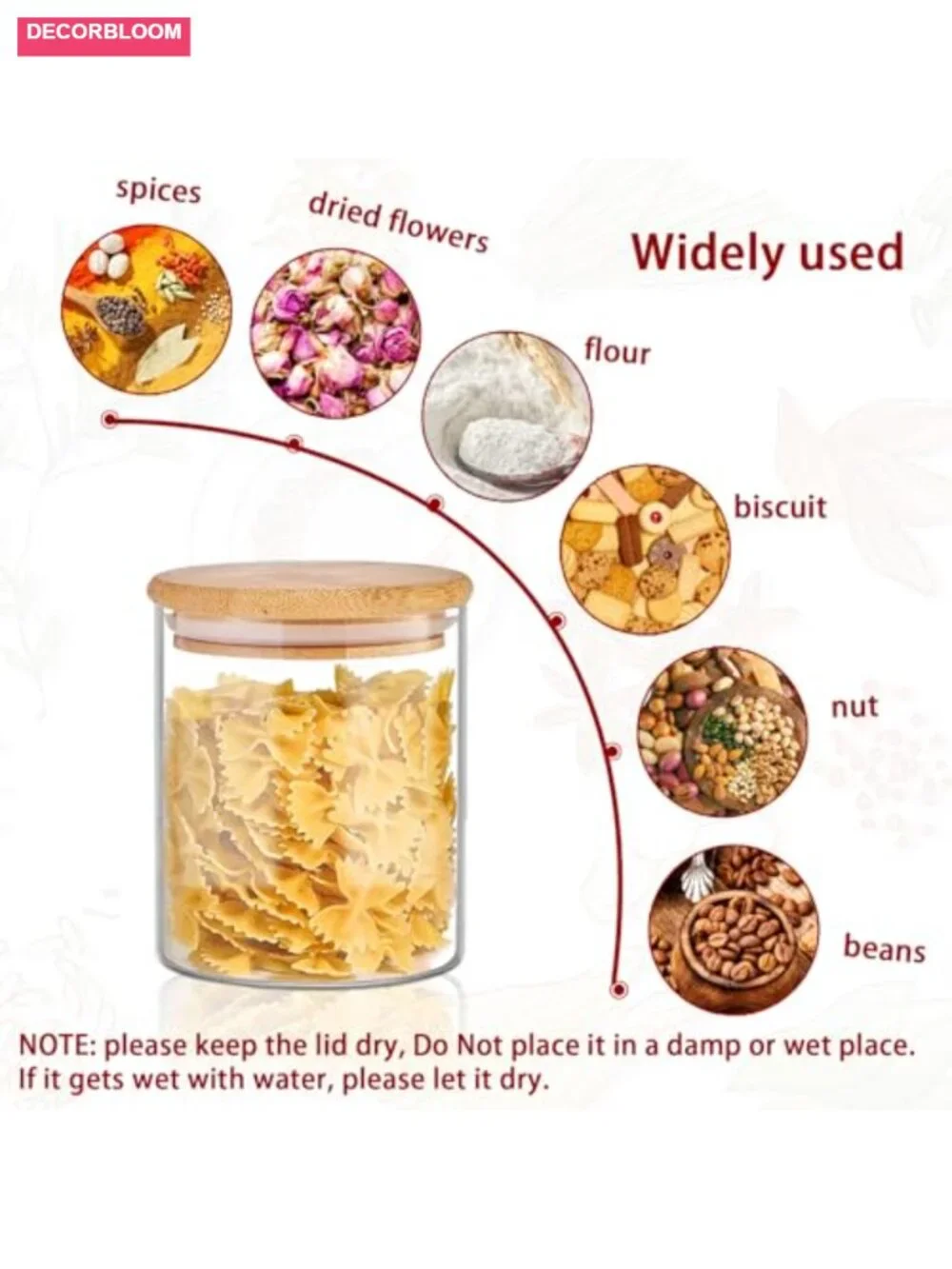Set of 12 Glass Jars with Bamboo Lids, 16 oz, Airtight Food Storage Containers